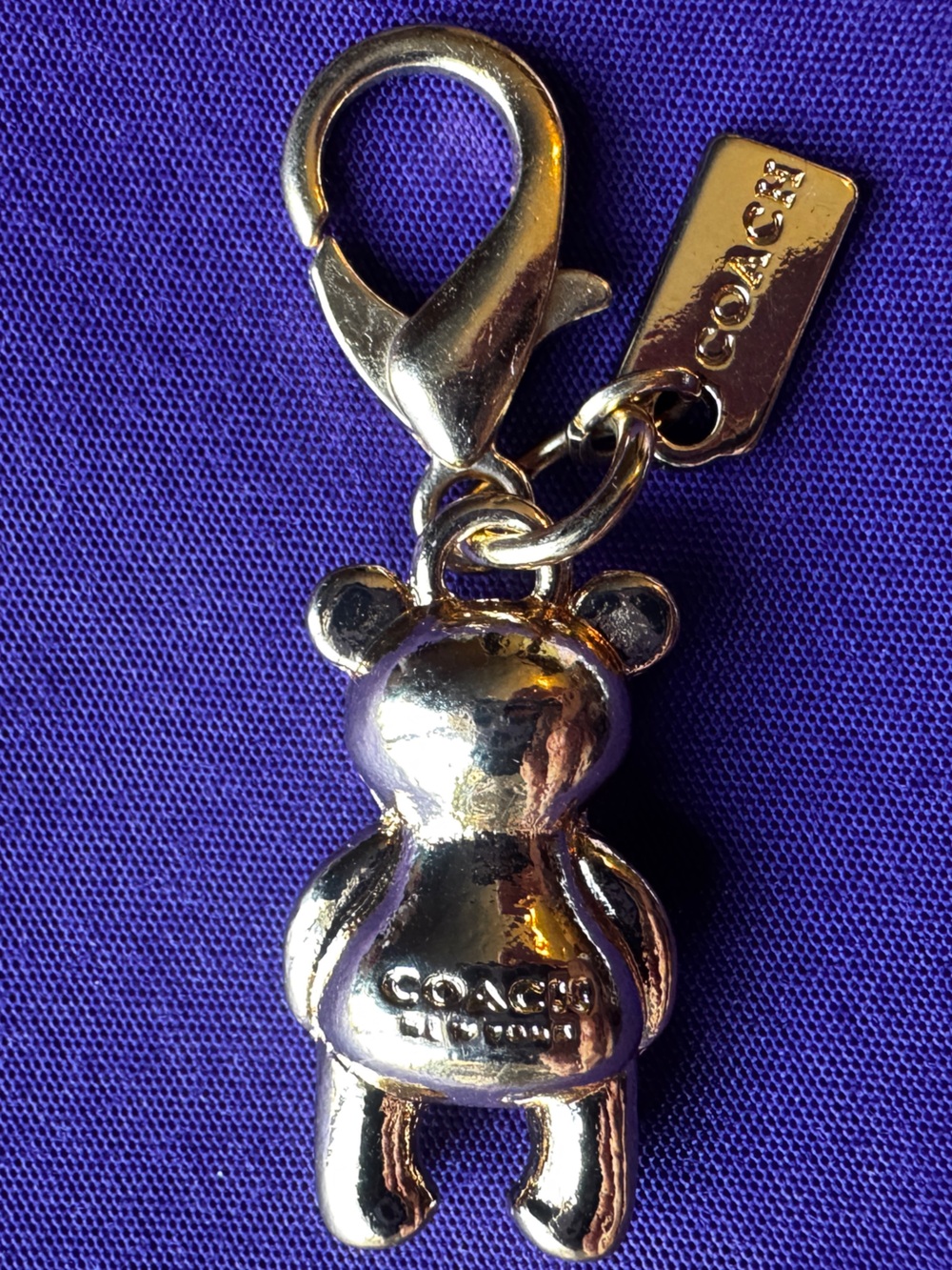 Coach 3D Gold Mini Teddy Bear Bag Charm Keychain EUC - Picture 7 of 12